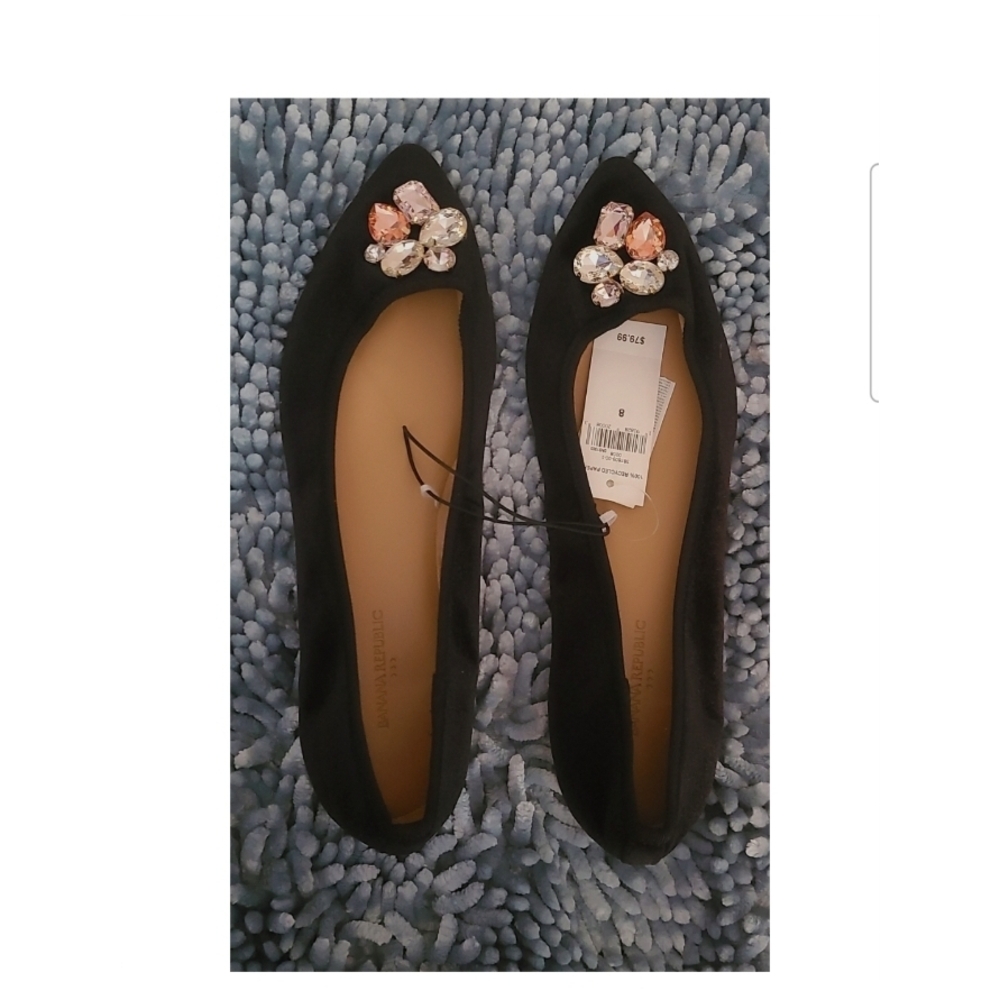 Banana Republic Black Flats with Jewel Embellishments